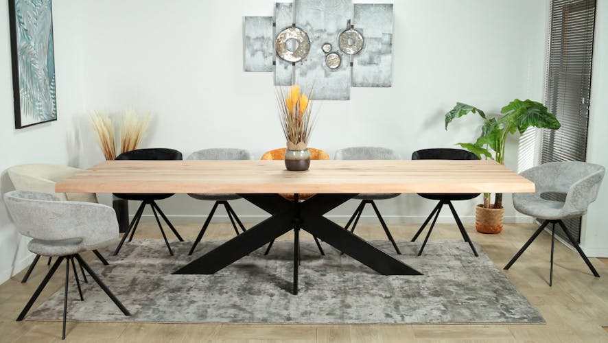 Table extensible en chêne huilé avec bords naturels 300 cm PALERME, Tables  à manger