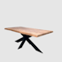 Table pied central en chêne brun avec bords naturels 240 cm PALERME
