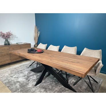  Table pied central en chêne brun avec bords naturels 240 cm PALERME