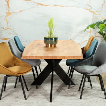  Table extensible pied central en chêne huilé 200 cm MESSINE