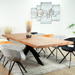 Table pied central en chêne huilé avec bords naturels 300 cm PALERME