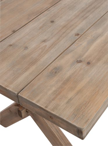 Table rectangulaire en sapin naturel, pieds croisés, 200x90x75cm
