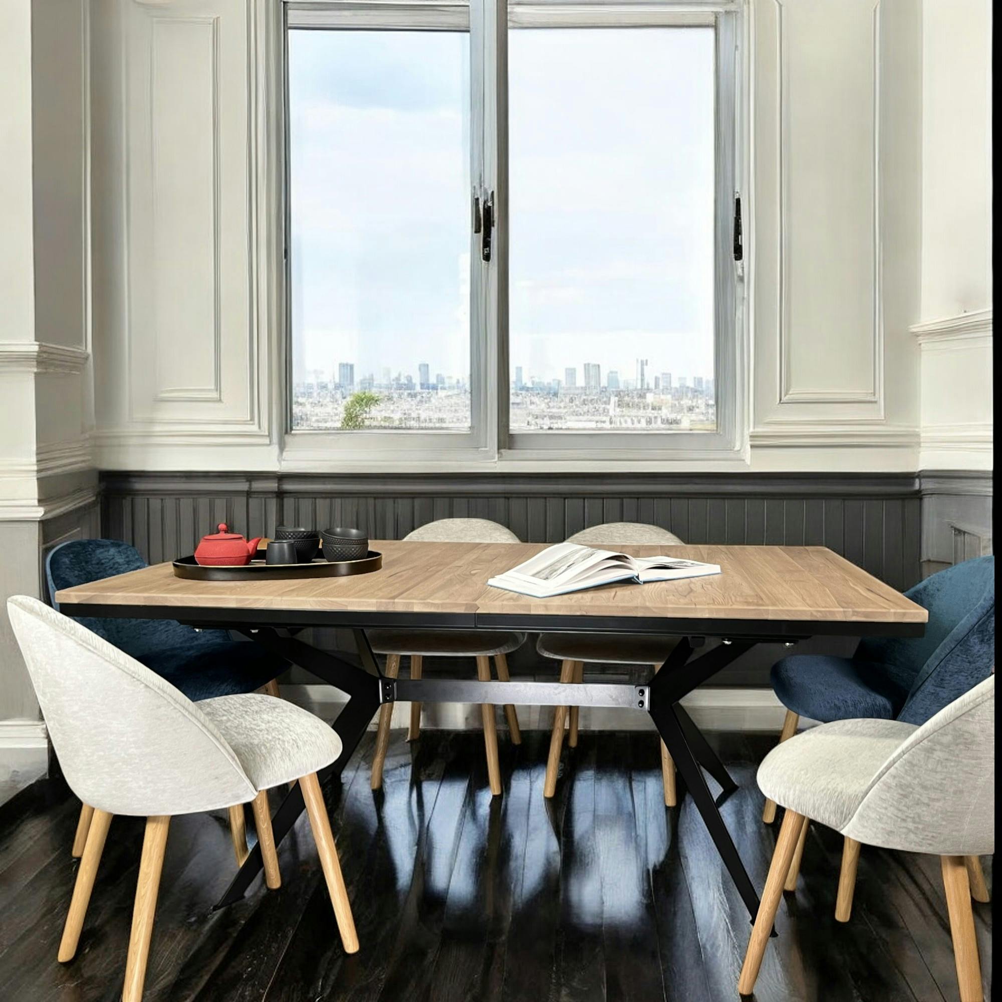 Table rectangulaire extensible en chêne blanc 220 cm PALERME