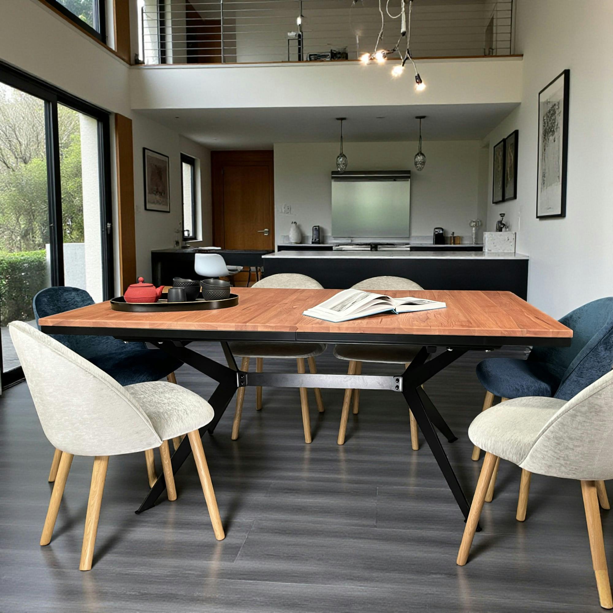 Table rectangulaire extensible en chêne brun 180 cm PALERME