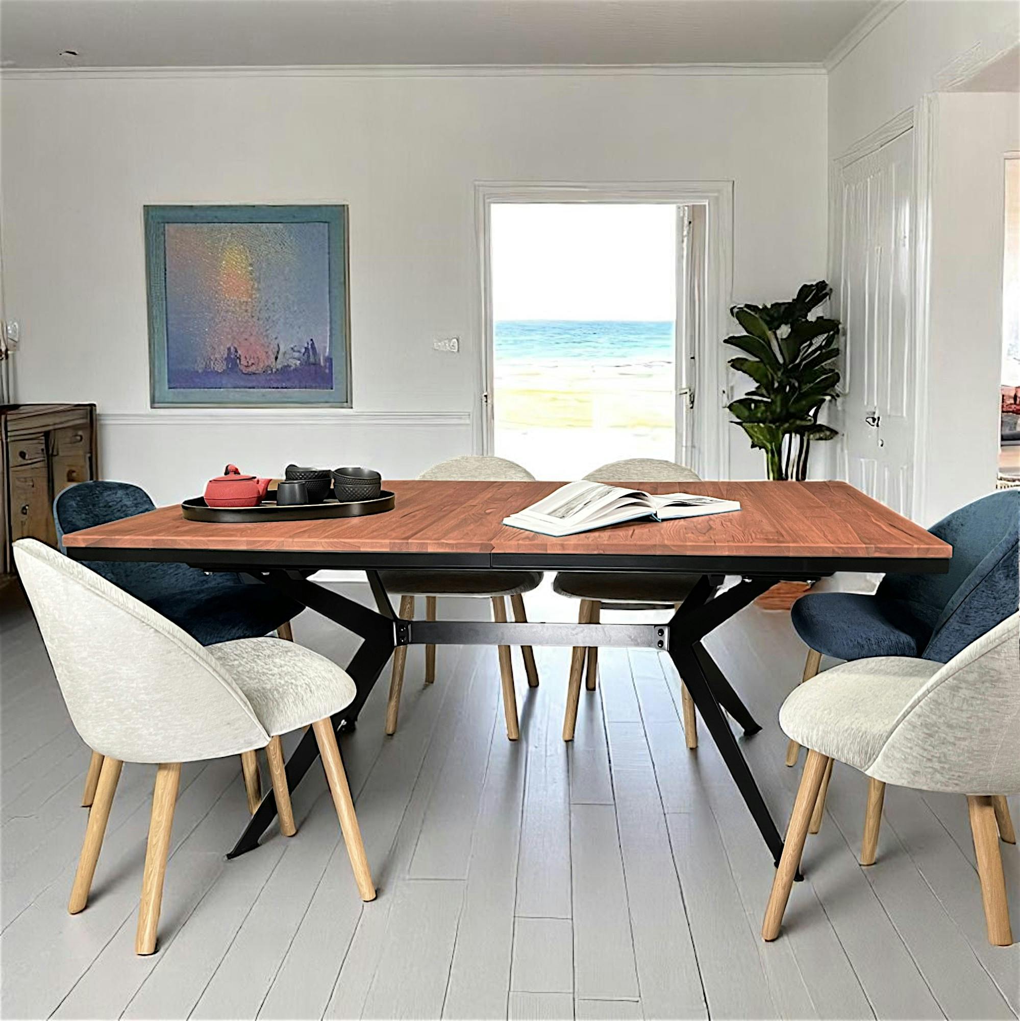 Table rectangulaire extensible en chêne brun 220 cm PALERME