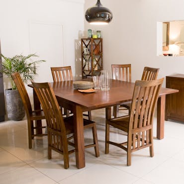  Table a manger rectangle extensible en bois de style exotique