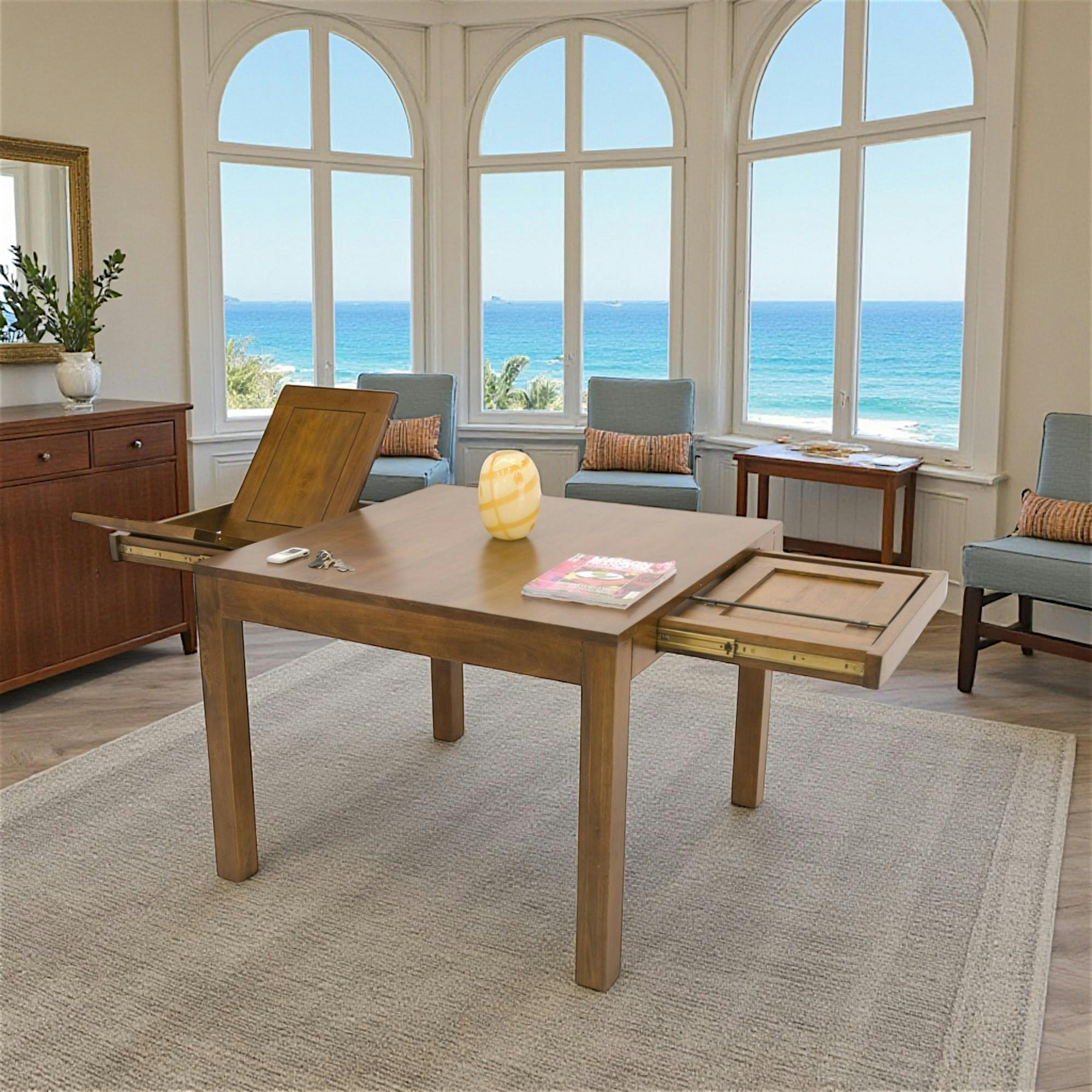 Table repas extensible hévéa 100/176cm (ouverture Papillon) OLGA