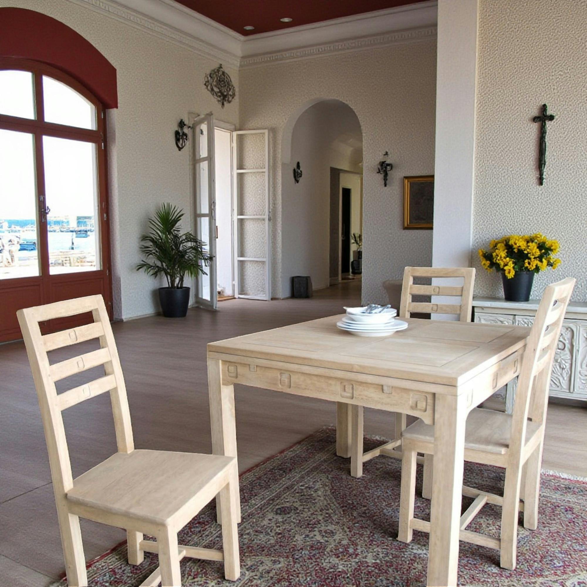 Table repas extensible hévéa 100/180cm TESSA