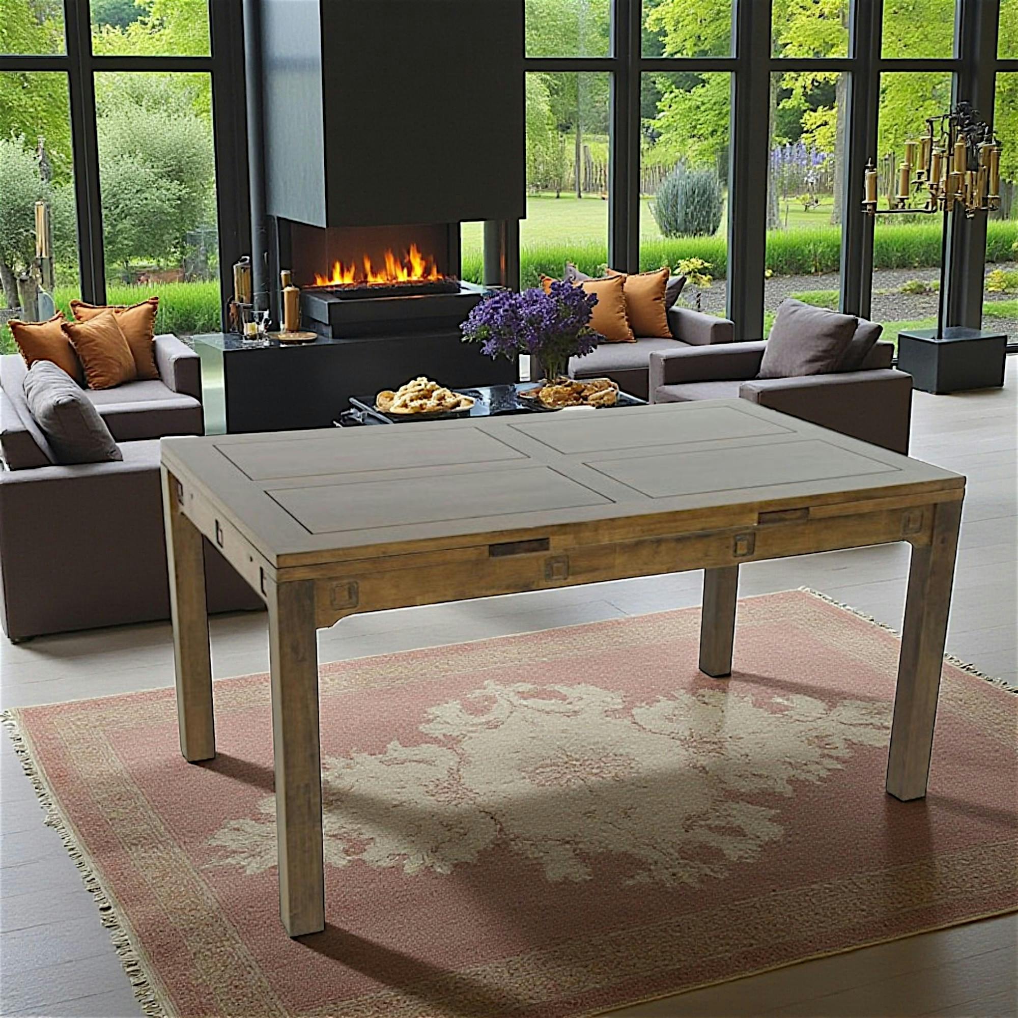 Table repas extensible hévéa 150/230cm TESSA