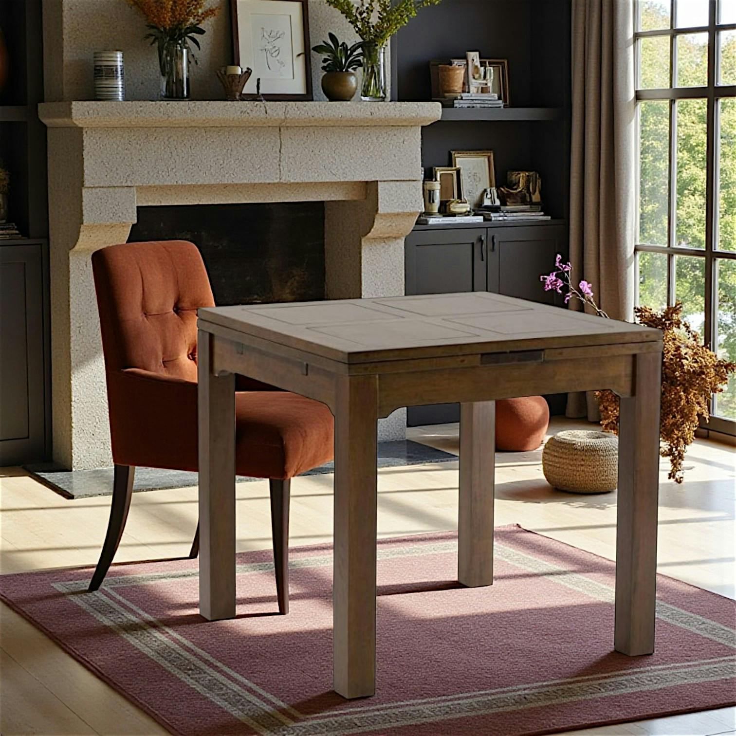 Table repas extensible hévéa 80/144cm HELENA