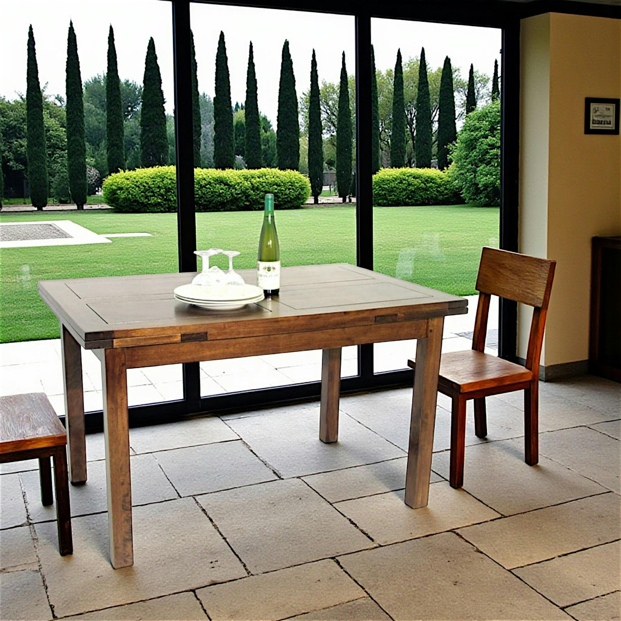 Table repas italienne hévéa 125-195cm Tradition