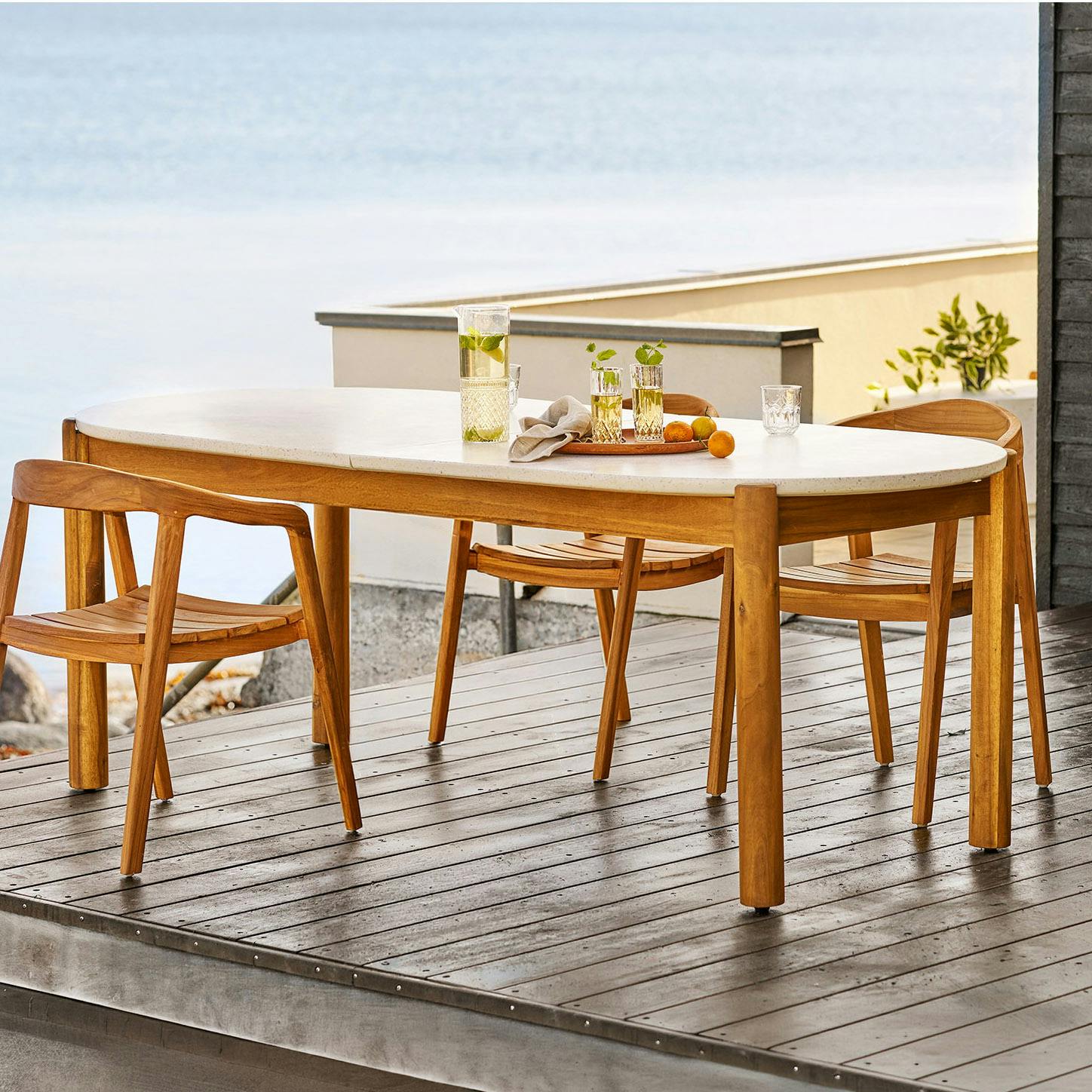 Table repas ovale terrazzo blanche 210 cm BALI