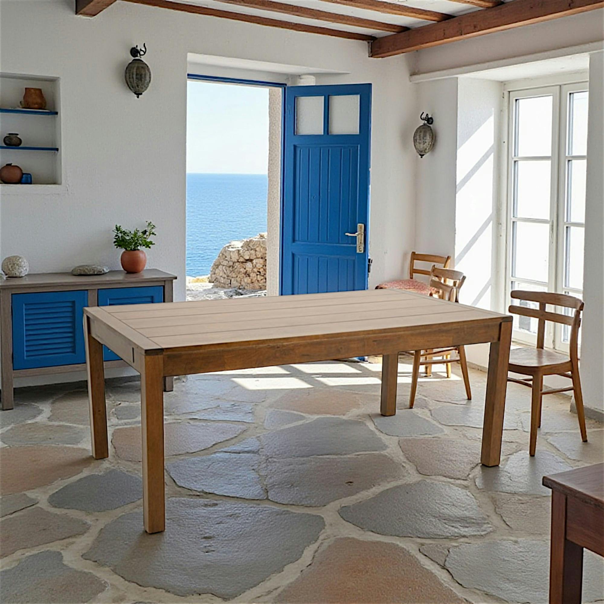 Table repas rectangle extensible 180-280cm hévéa ATTAN