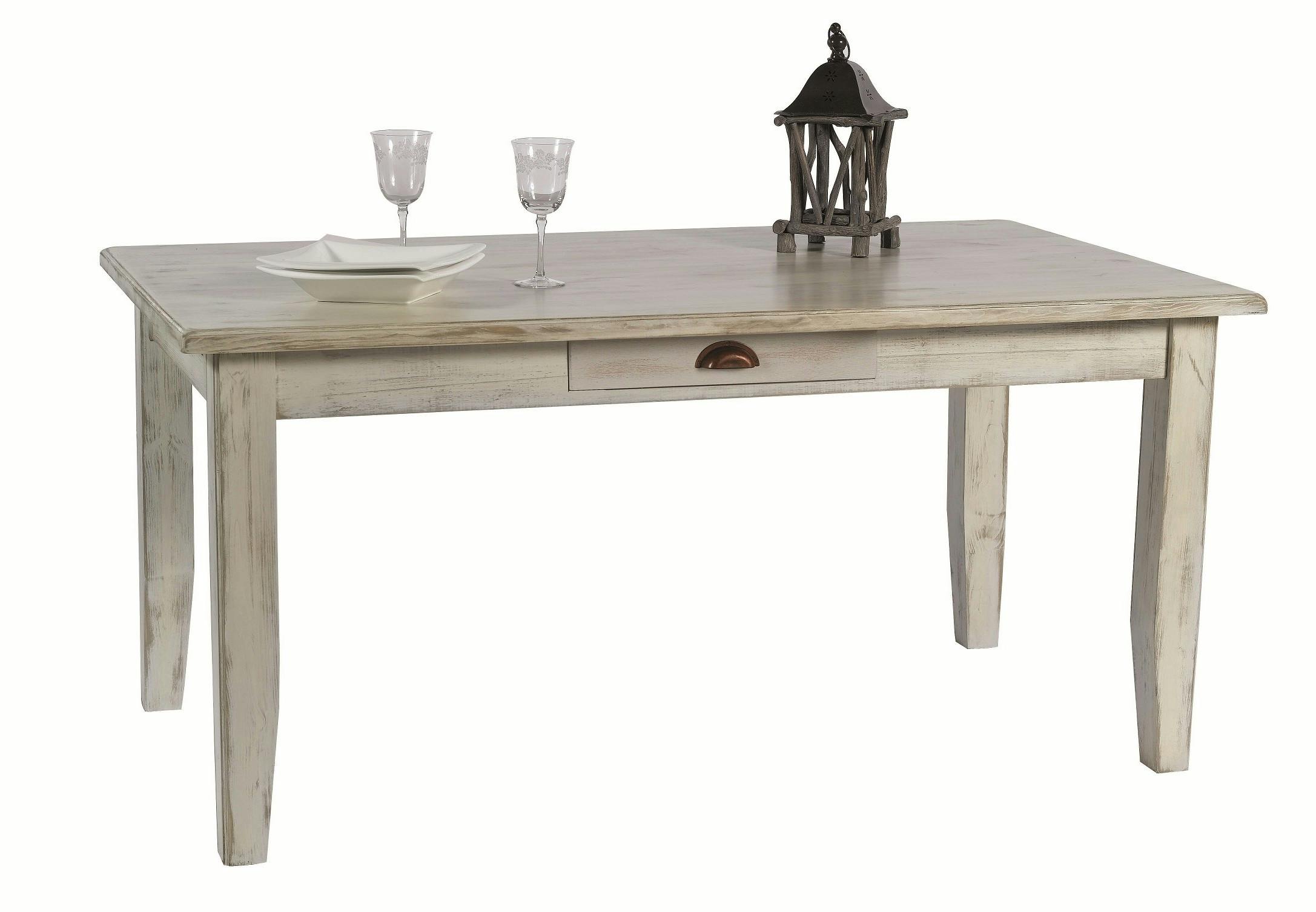 Table repas rectangle extensible pin blanc 160/260CM RIVAGE