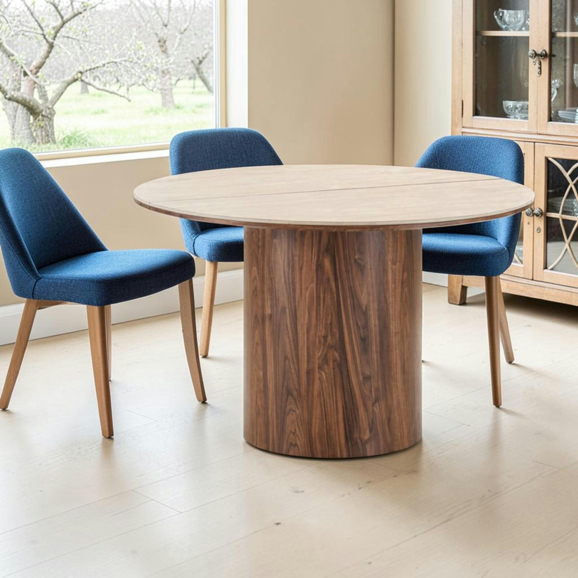 Table repas ronde extensible en céramique aspect travertin 120/160/200 PRATO