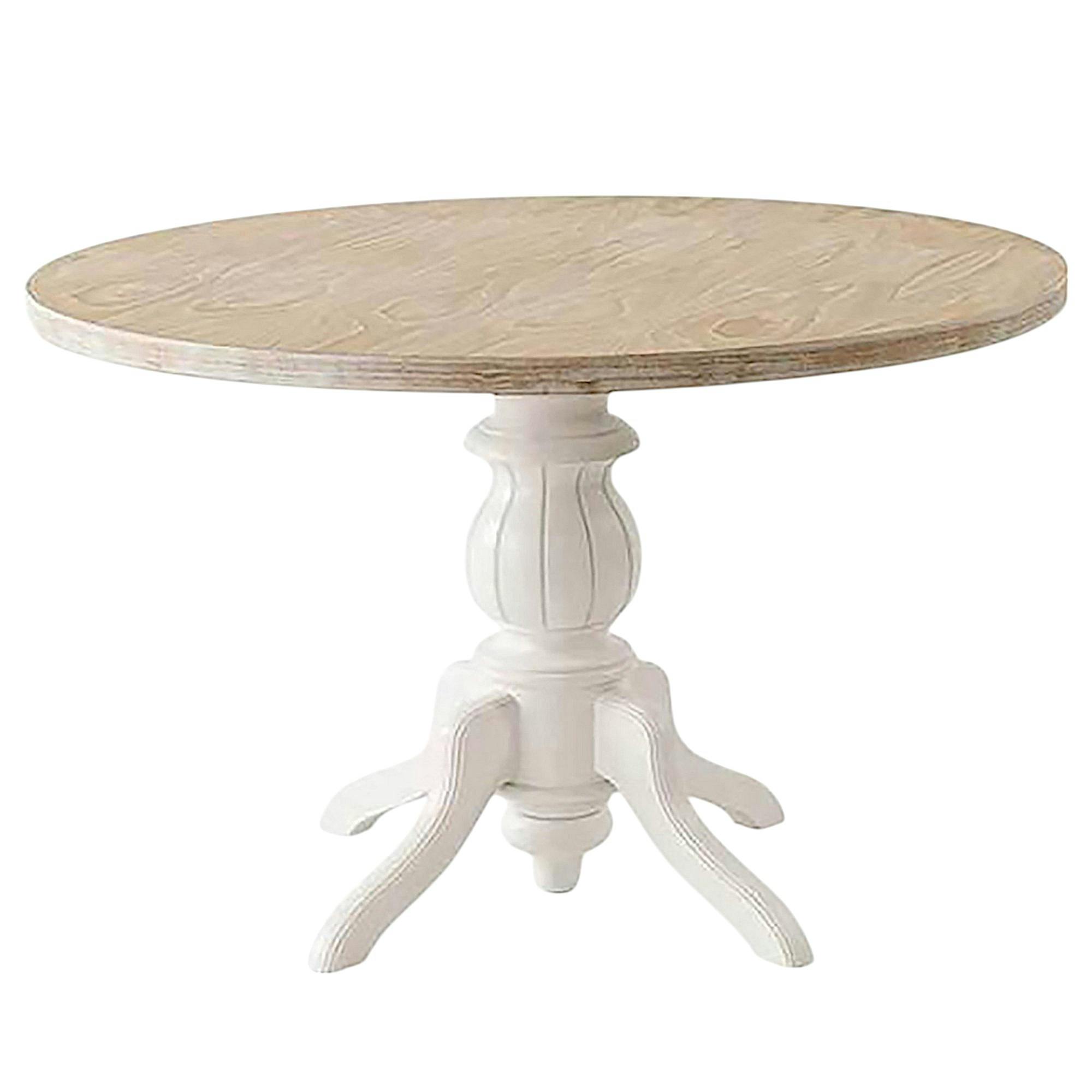 table ronde blanche et bois