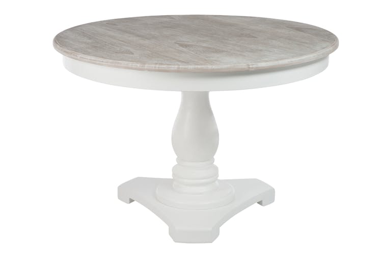 Table ronde, bois blanc et plateau naturel, D120xH81cm