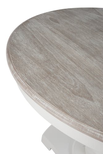 Table ronde, bois blanc et plateau naturel, D120xH81cm