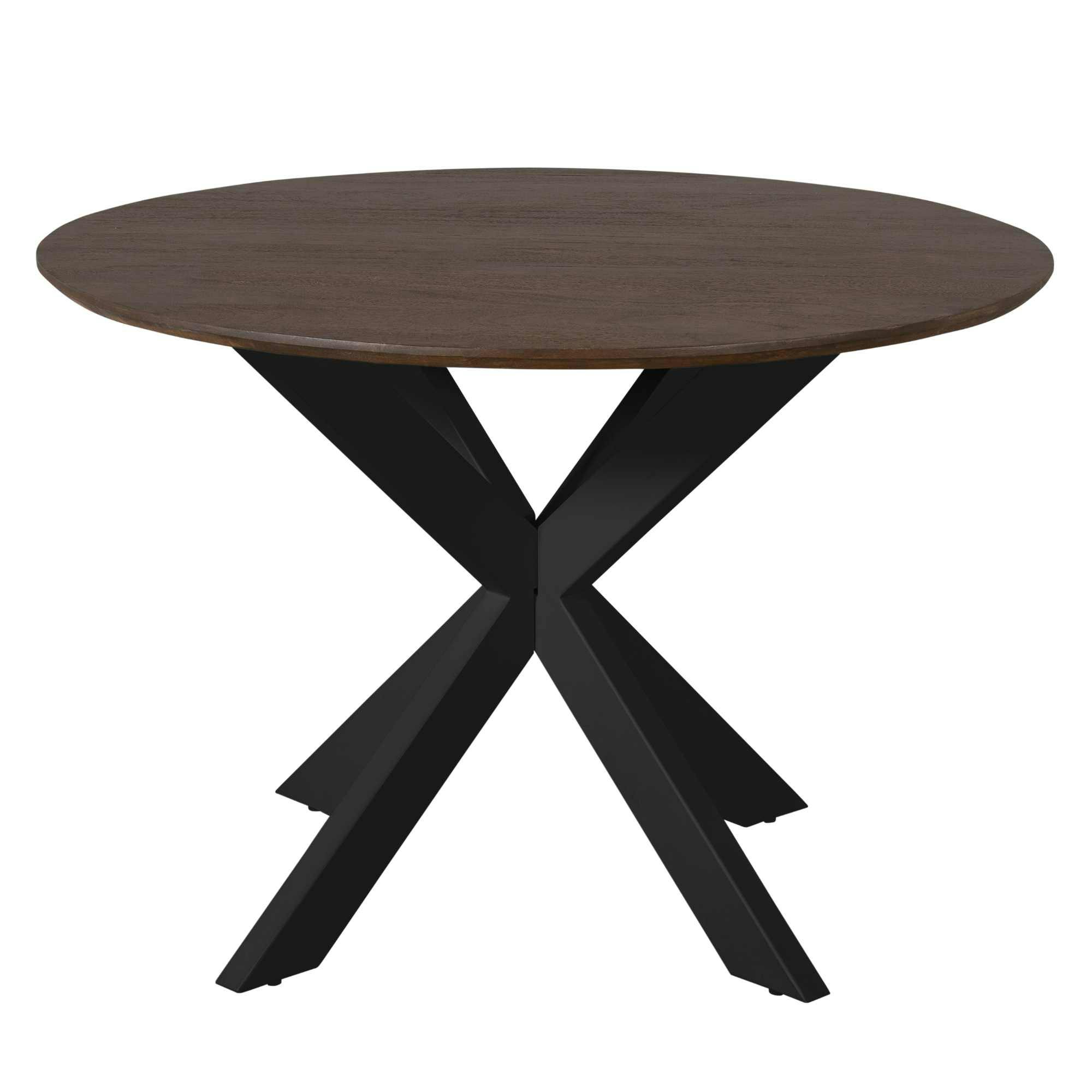 Table ronde bois brun pied noir Ø150 cm CORTINA