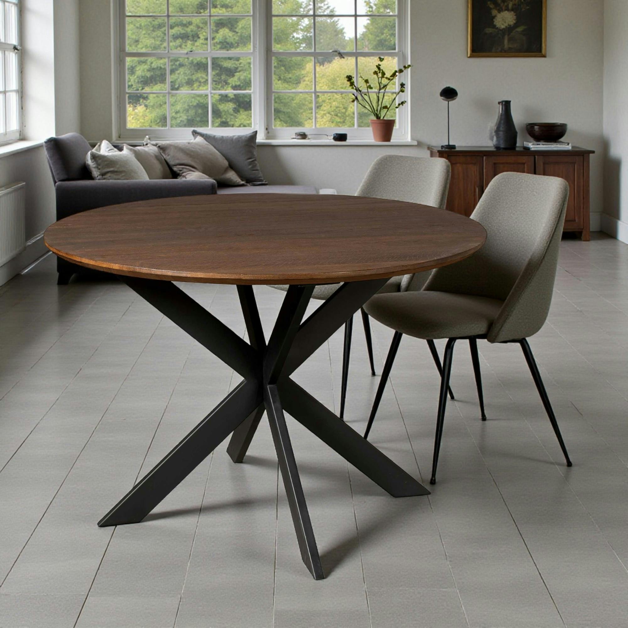 Table ronde bois foncé Ø130 cm LEXTON