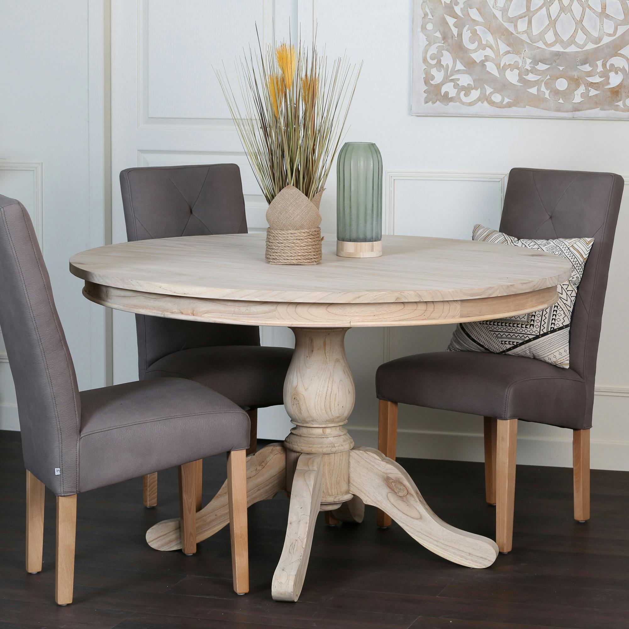 Table ronde bois naturel de mindi