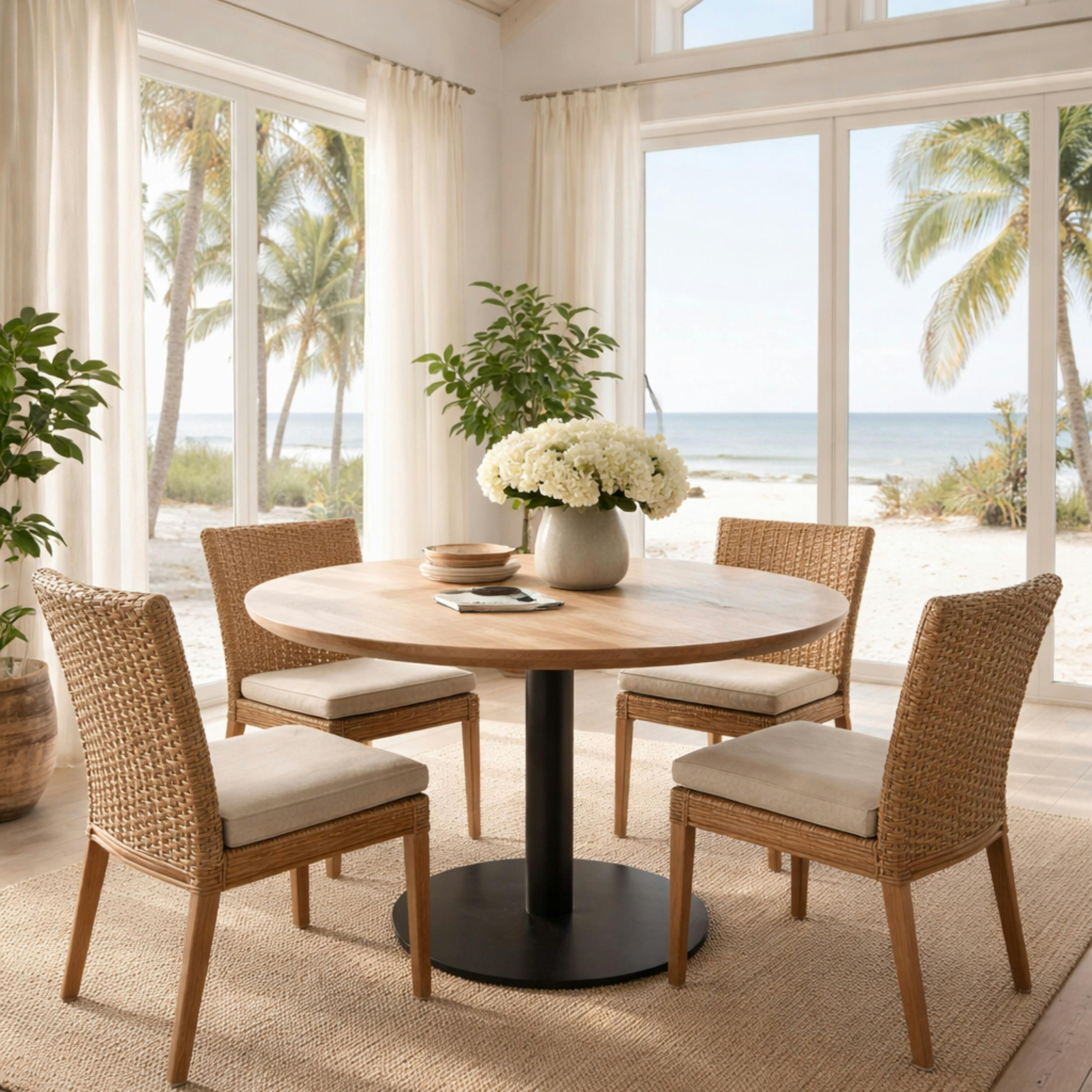 Table ronde chêne huilé pied central droit 120 cm PALERME