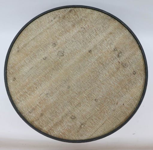 Table ronde D65cm plateau bois cerclé métal et pieds métal en épingle D65xH45cm LAZURO