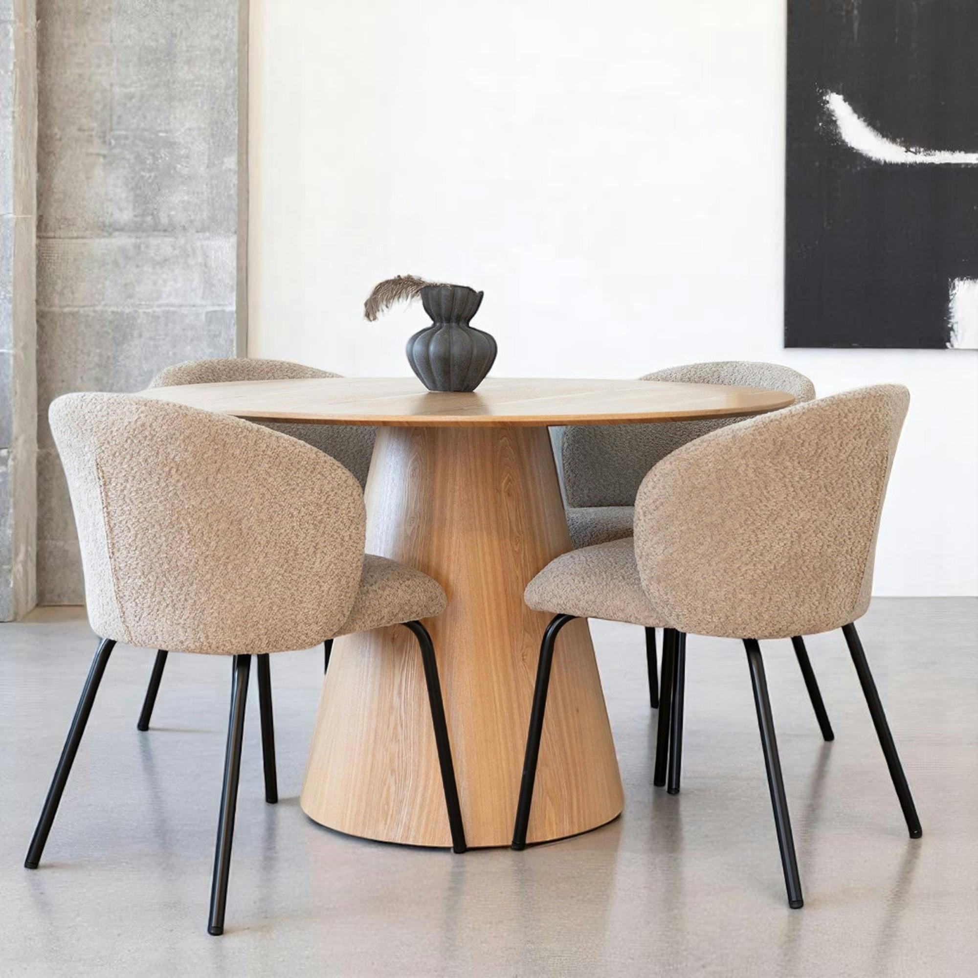 Table ronde en bois clair Ø120 cm LISBONNE