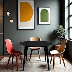 Table ronde en bois noir – style moderne, Ø 105 cm TAMPA