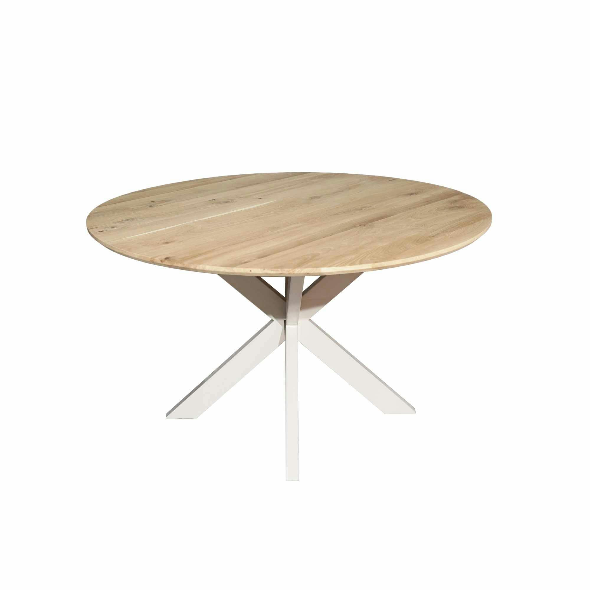 Table ronde en bois pied blanc Ø130 cm LEXTON
