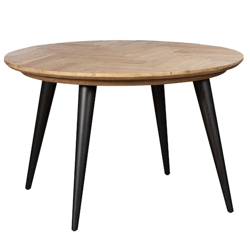 Table ronde en bois recyclé FSC motif chevron 120 cm FAGA