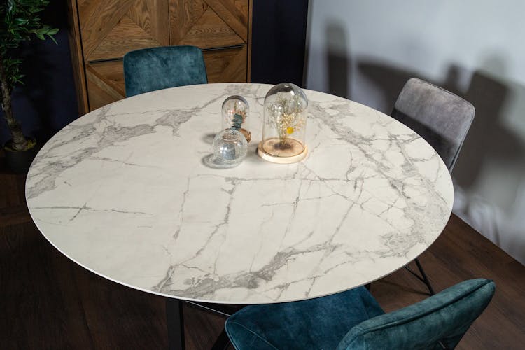 Table ronde en céramique blanche 140 cm FLORENCE