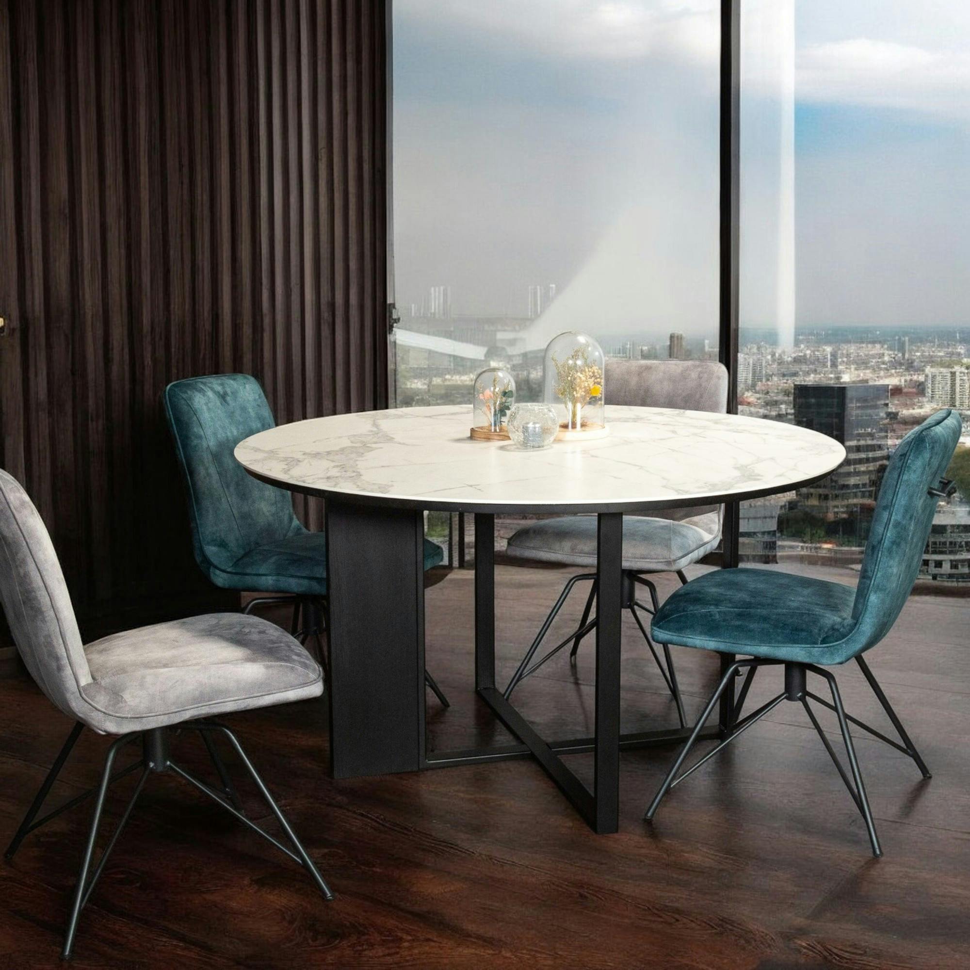 Table ronde en céramique blanche 140 cm FLORENCE