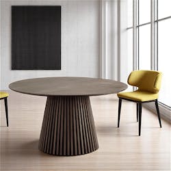 Table ronde en chêne brun avec piètement baguette ø140 cm AMSTERDAM