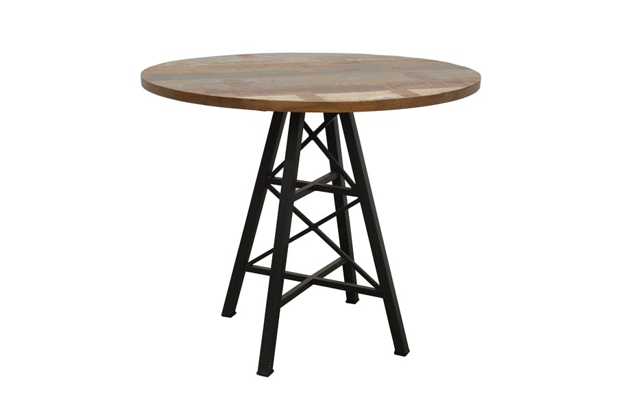 Table ronde en Hévéa recyclé coloré et pieds métal façon "Tour Eiffel" D90xH76cm LOFT COLORS