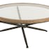 Table ronde en verre et bois marron grand modèle 100x100x40 cm ref.30022931