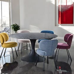 Table ronde en verre ondulé noir Ø 145 cm LIGURIE