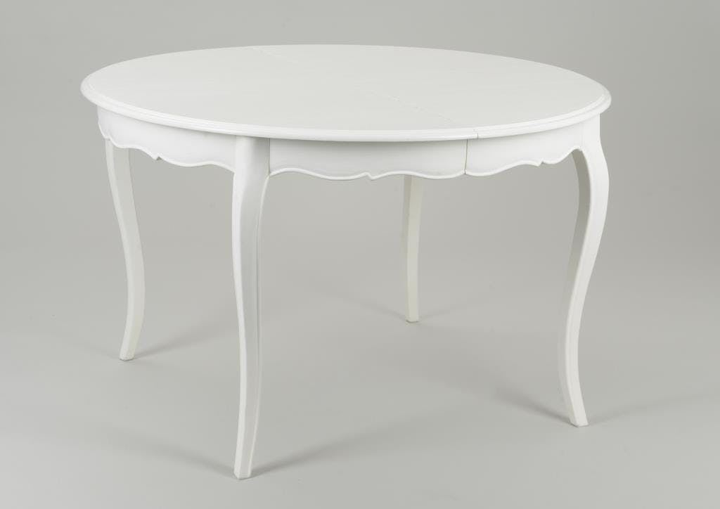 Table a manger ronde extensible en bois blanc style romantique
