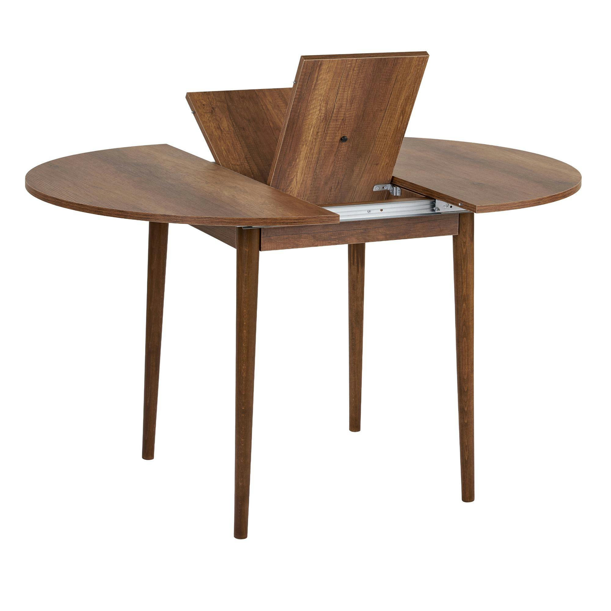 Table ronde extensible effet bois noyer 100-131 cm MARFA | Tables à ...