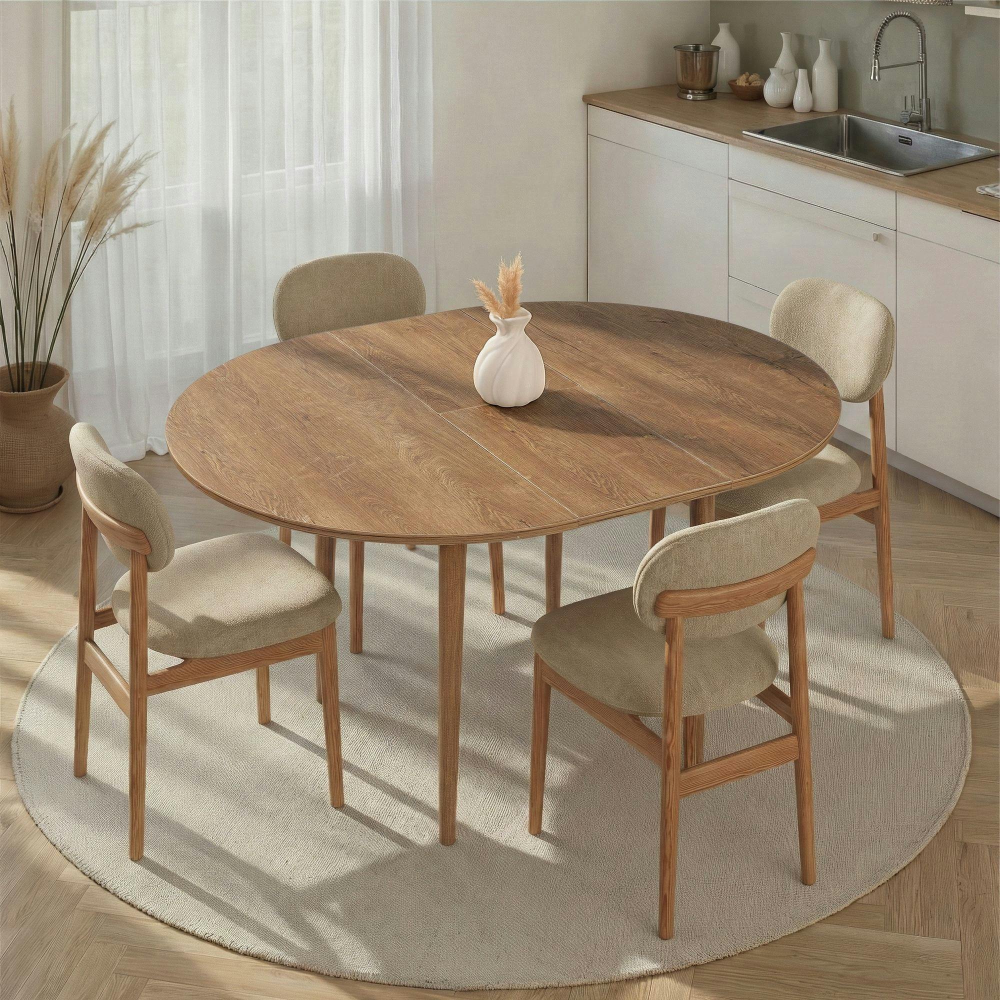 Table ronde extensible effet chêne brun 100-131 cm MARFA