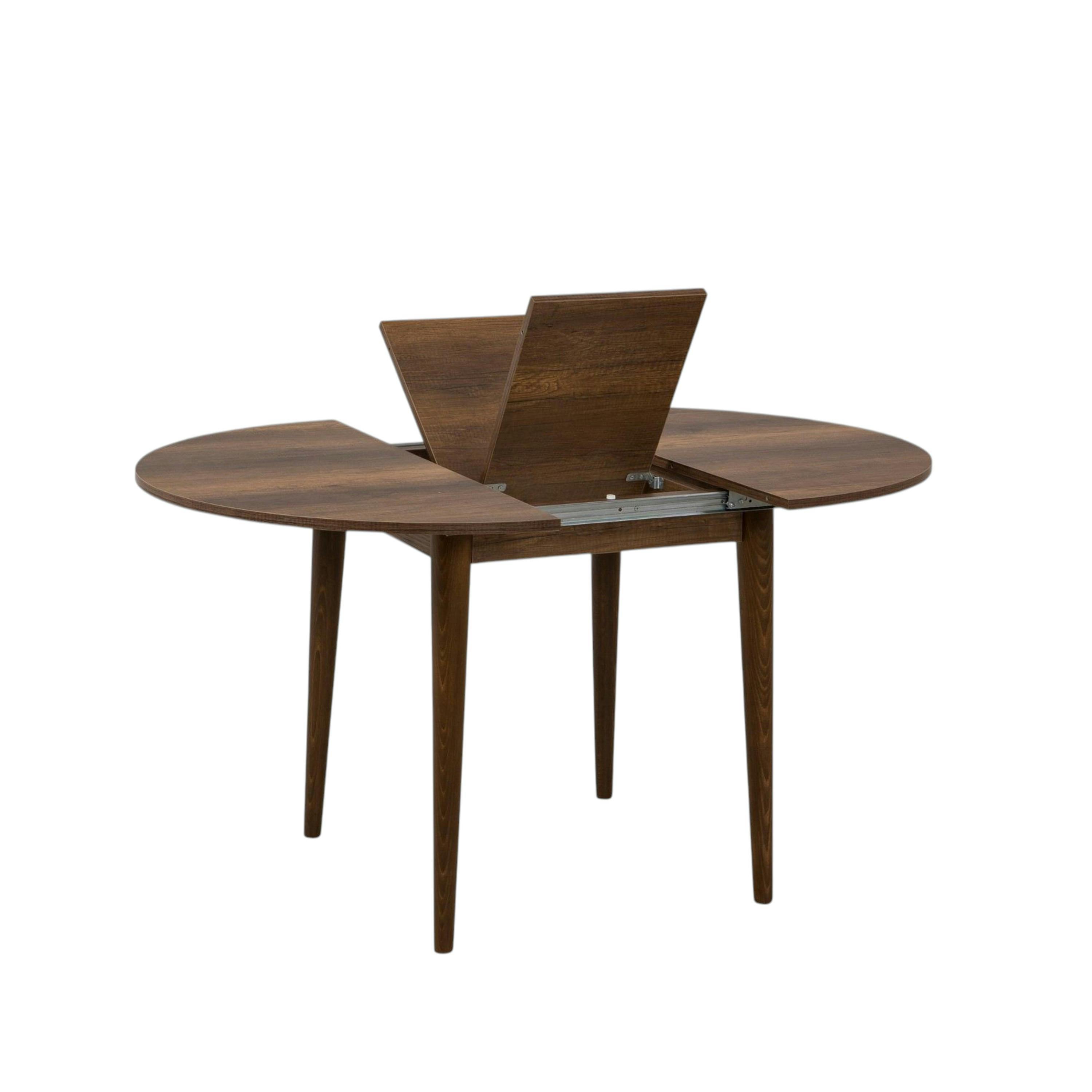 Table ronde extensible effet noyer Ø100-131 cm ORINA | Tables à manger ...