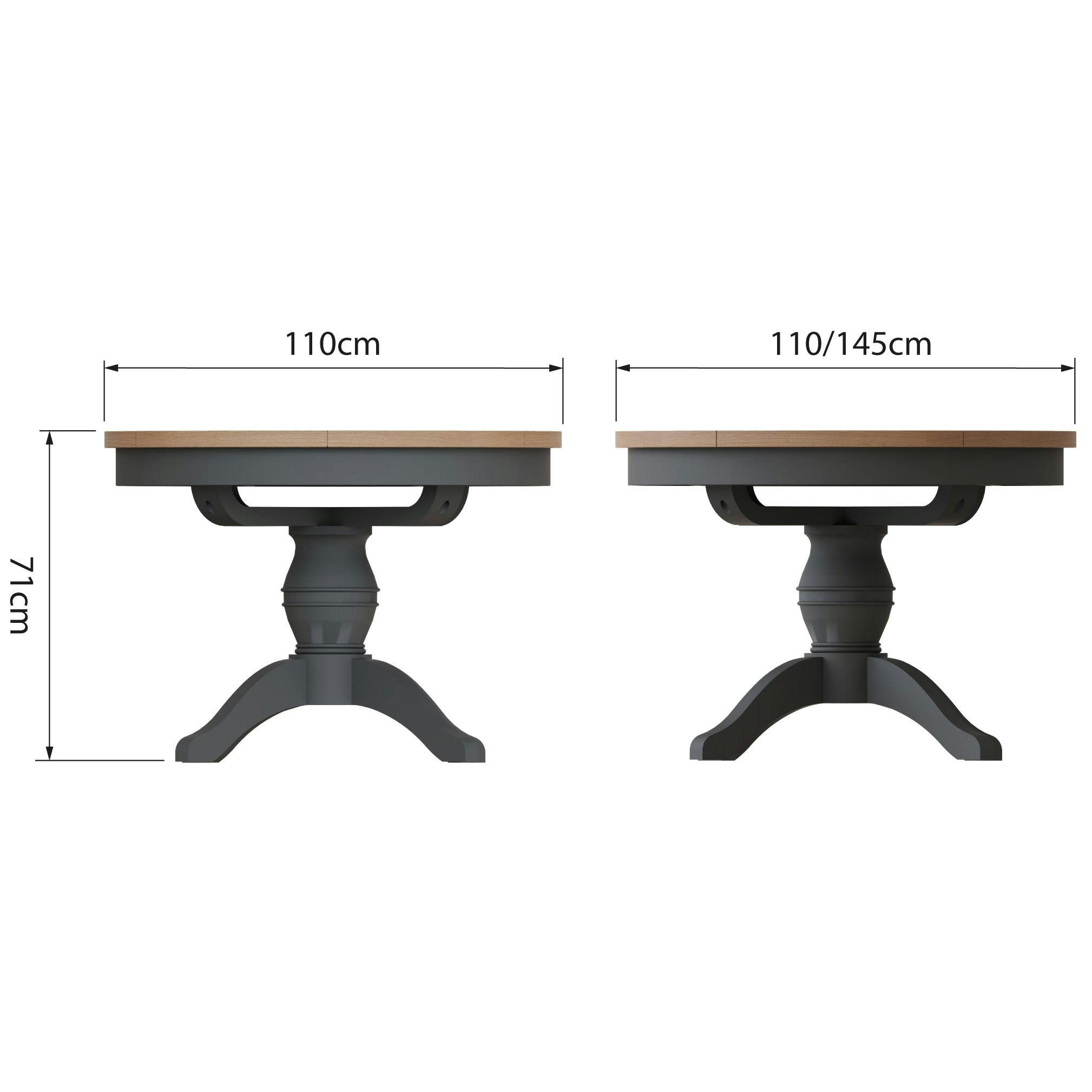 Table ronde extensible en bois finition charbon 110-145 cm COVENTRY ...