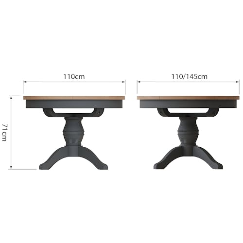 Table ronde extensible en bois finition charbon 110-145 cm COVENTRY