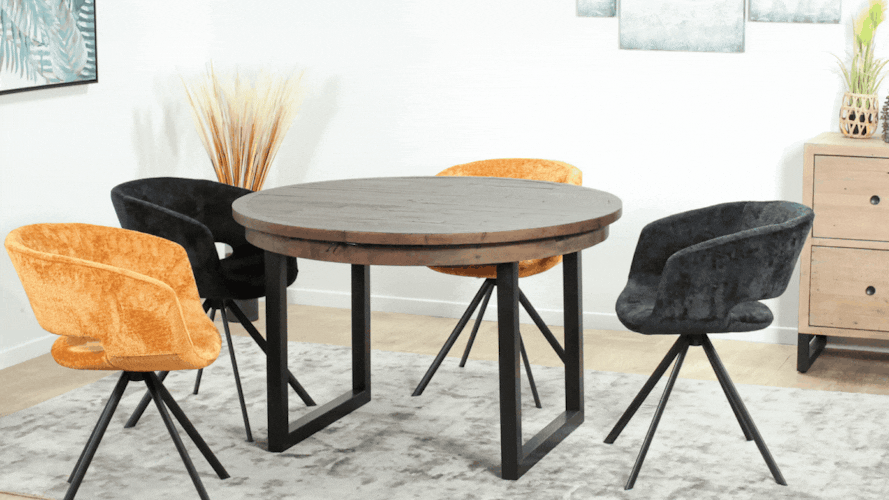 Table ronde extensible en bois recyclé D 120-160 cm SAMOA