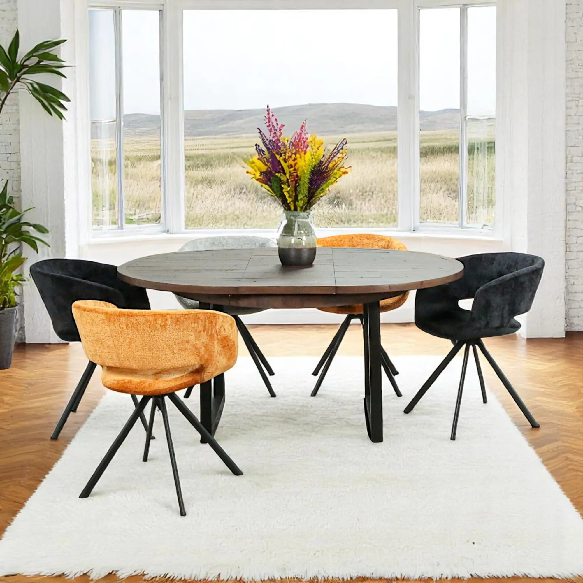Table ronde extensible en bois recyclé D 120-160 cm SAMOA | Tables à ...