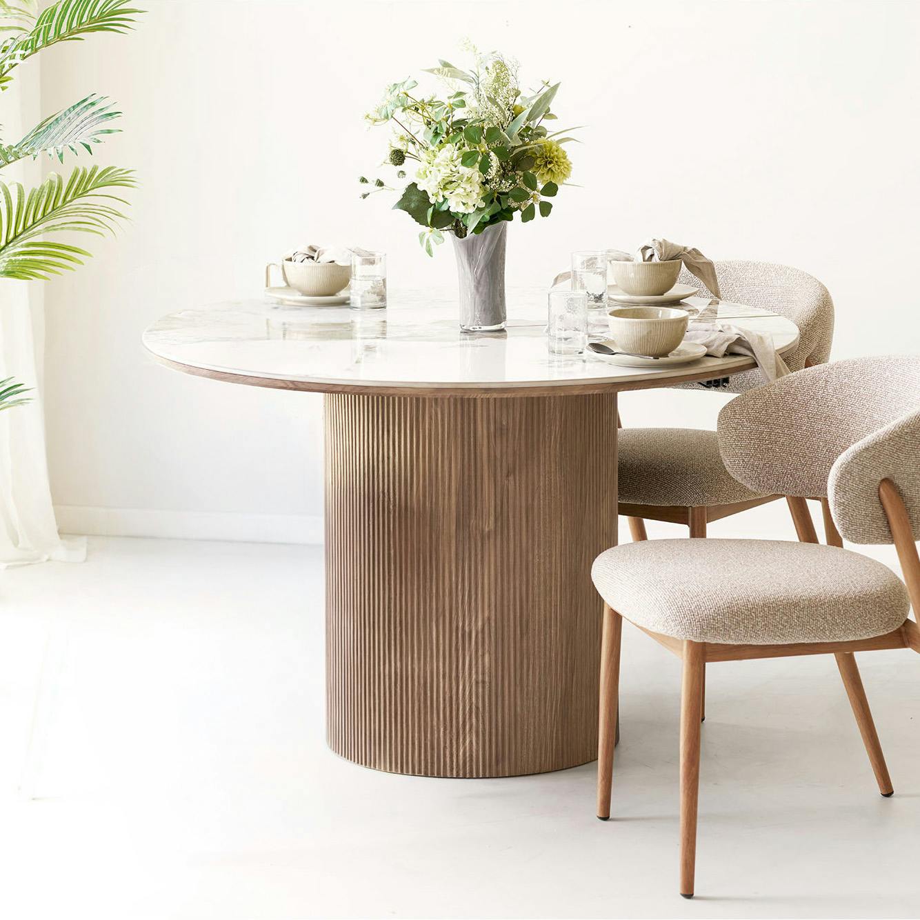 Table ronde extensible en céramique marbrée 120/160/200 cm PRATO