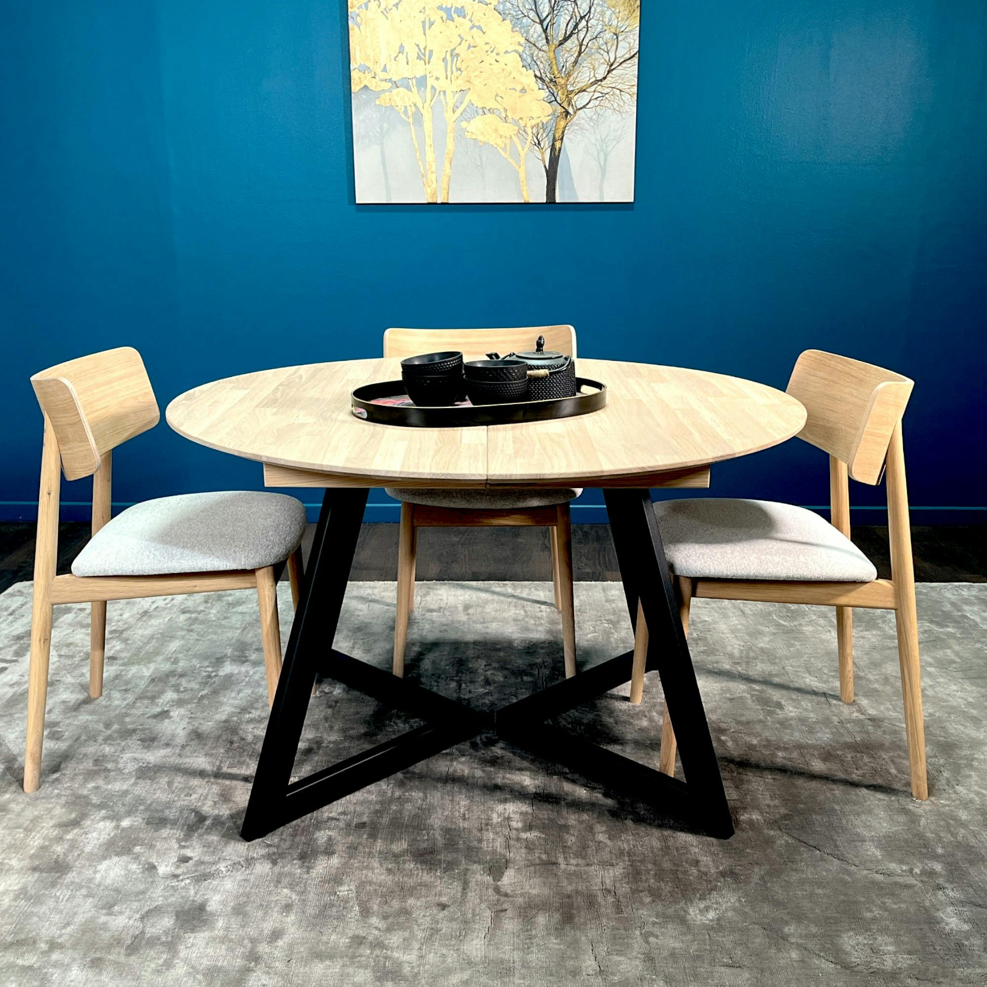 Table ronde extensible en chêne blanc 120-320 cm COLOGNE