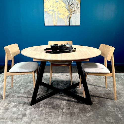 Table ronde extensible en chêne blanc 120-320 cm COLOGNE