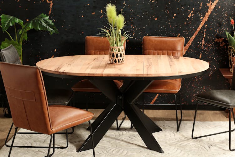 Table ronde extensible en chêne blanc 120 cm PALERME