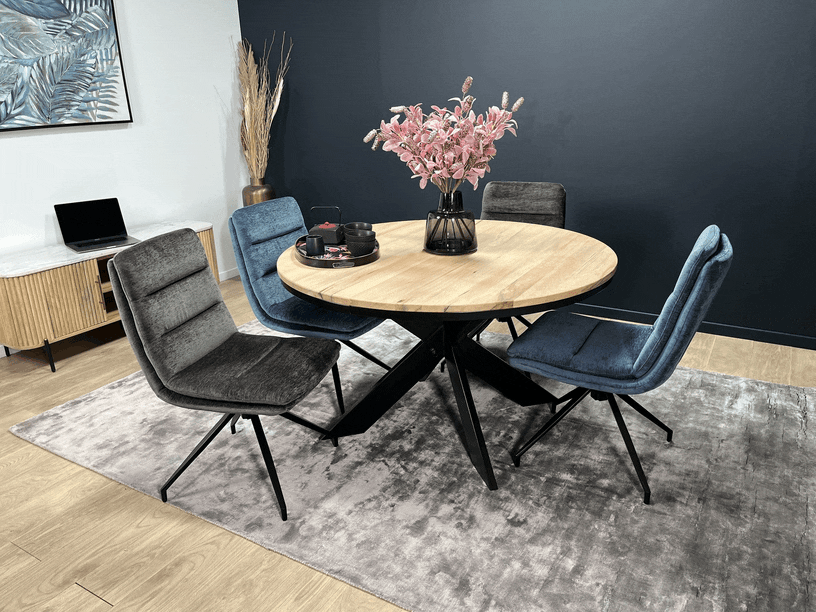 Table Salle à Manger Ronde En Bois Massif 120 Cm + 5 Rallonges (jusqu’à 365 Cm)